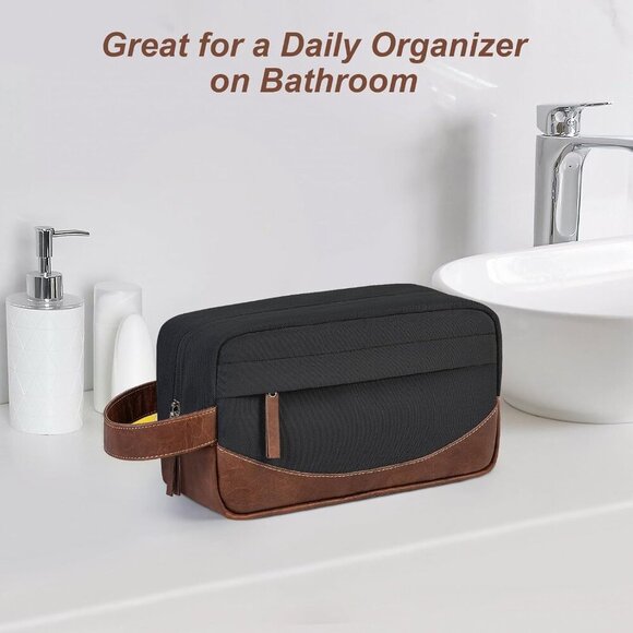 Travel Toiletry Bag for Men, Hanging Toiletry Organizer, Water Resistant Shaving - Picture 6 of 8